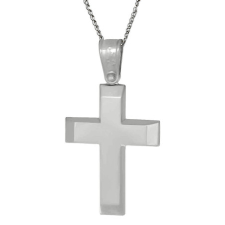 Λευκόχρυσος ανδρικός σταυρός με Αυλίδα 9 Καρατίων