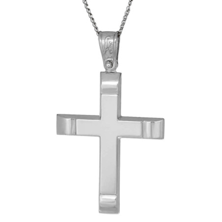 Λευκόχρυσος ανδρικός σταυρός με Αυλίδα 9 Καρατίων