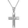 Λευκόχρυσος γυναικείος Σταυρός Με Αλυσίδα 9 Καρατίων