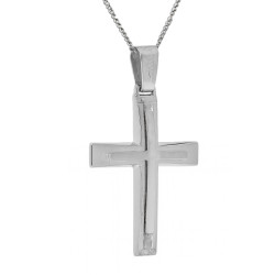 Λευκόχρυσος ανδρικός σταυρός με Αυλίδα 9 Καρατίων