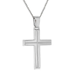 Λευκόχρυσος ανδρικός σταυρός με Αυλίδα 9 Καρατίων
