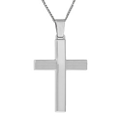 Λευκόχρυσος ανδρικός σταυρός με Αυλίδα 9 Καρατίων