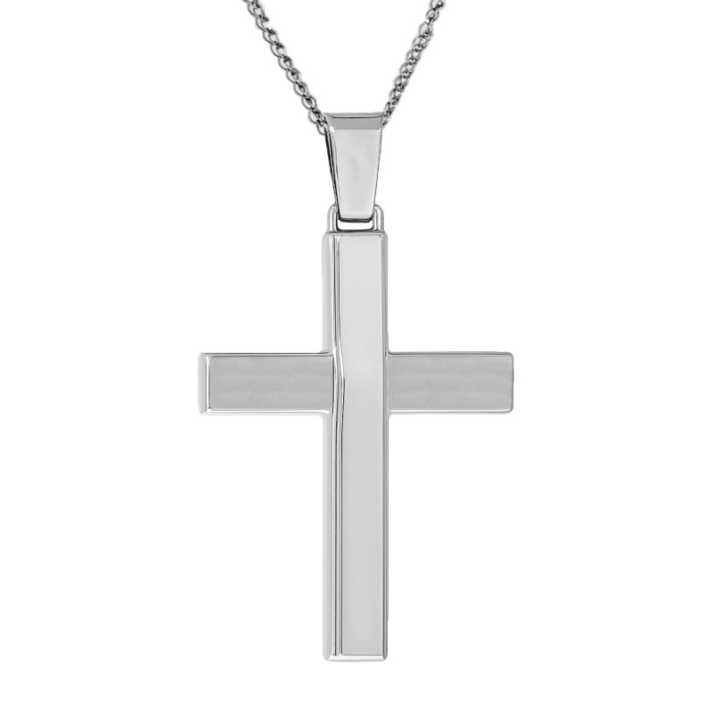 Λευκόχρυσος ανδρικός σταυρός με Αυλίδα 9 Καρατίων