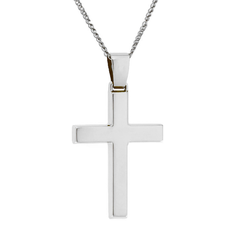 Λευκόχρυσος ανδρικός σταυρός με Αυλίδα 9 Καρατίων