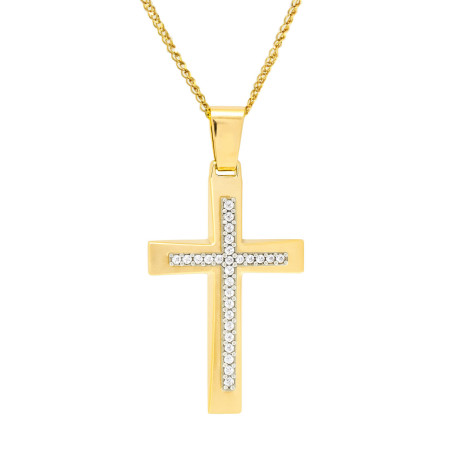 Χρυσος γυναικείος Σταυρός Με Αλυσίδα 9 Καρατίων
