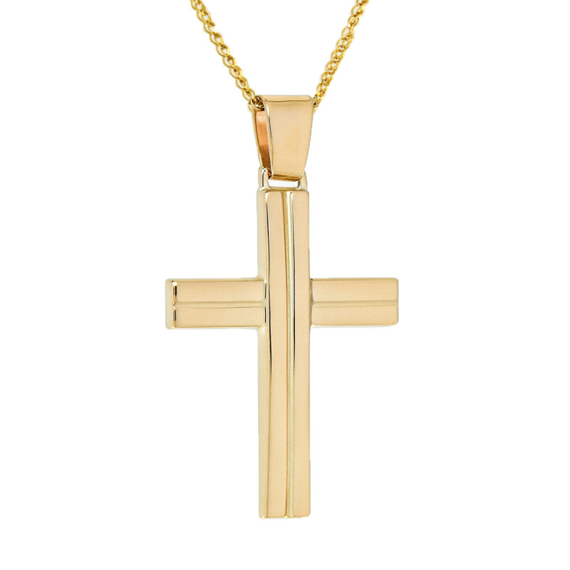 Χρυσός ανδρικός Σταυρός Με Αλυσίδα 9 Καρατίων