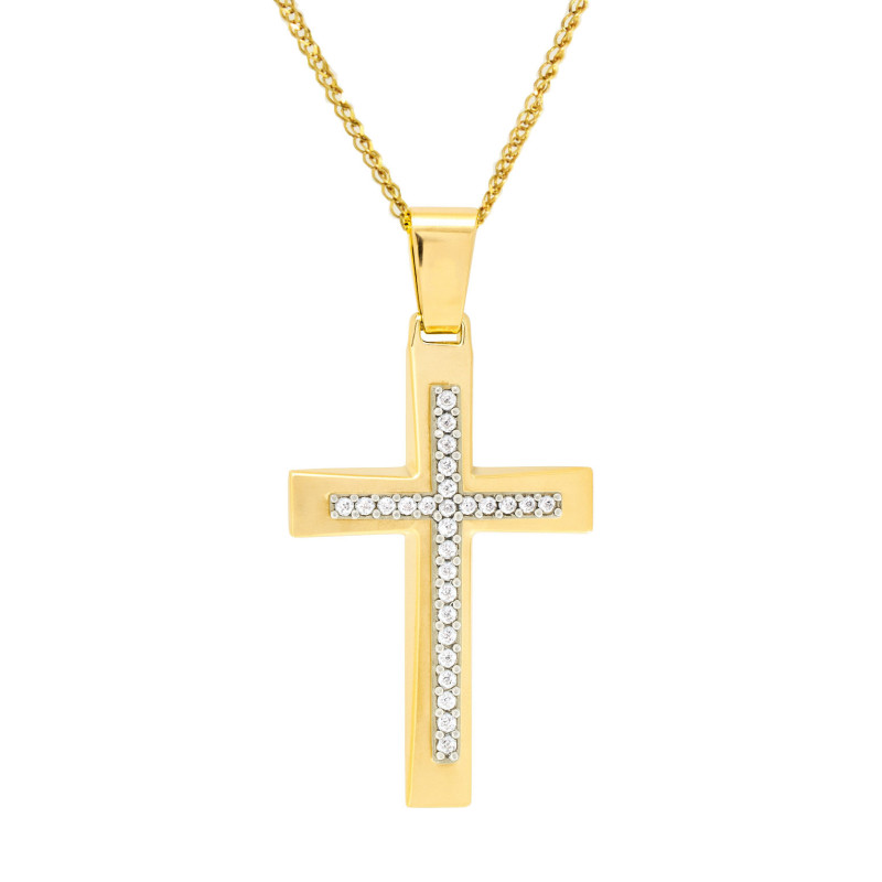 Χρυσος γυναικείος Σταυρός Με Αλυσίδα 9 Καρατίων