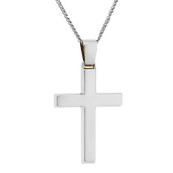 Λευκόχρυσος ανδρικός σταυρός με Αυλίδα 9 Καρατίων