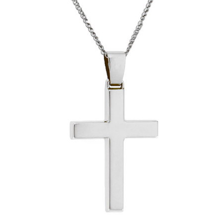 Λευκόχρυσος ανδρικός σταυρός με Αυλίδα 9 Καρατίων