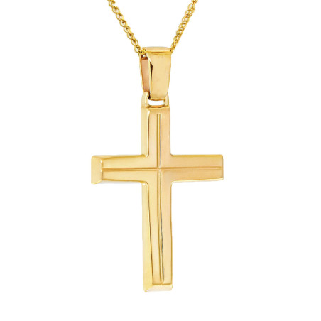 Χρυσός ανδρικός Σταυρός Με Αλυσίδα 14 Καρατίων