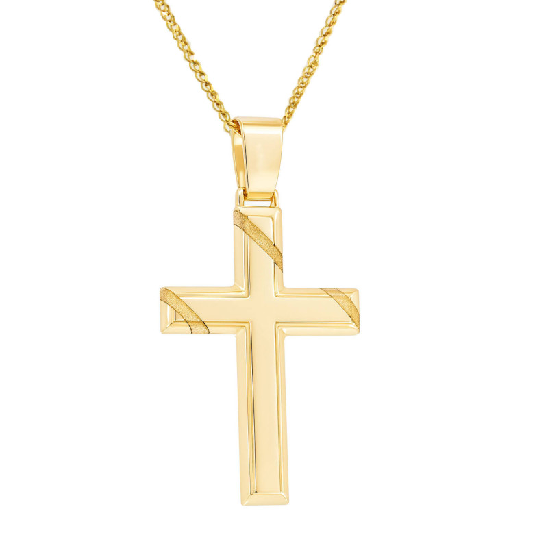 Χρυσός ανδρικός Σταυρός Με Αλυσίδα 14 Καρατίων