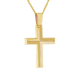 Χρυσός ανδρικός Σταυρός Με Αλυσίδα 14 Καρατίων