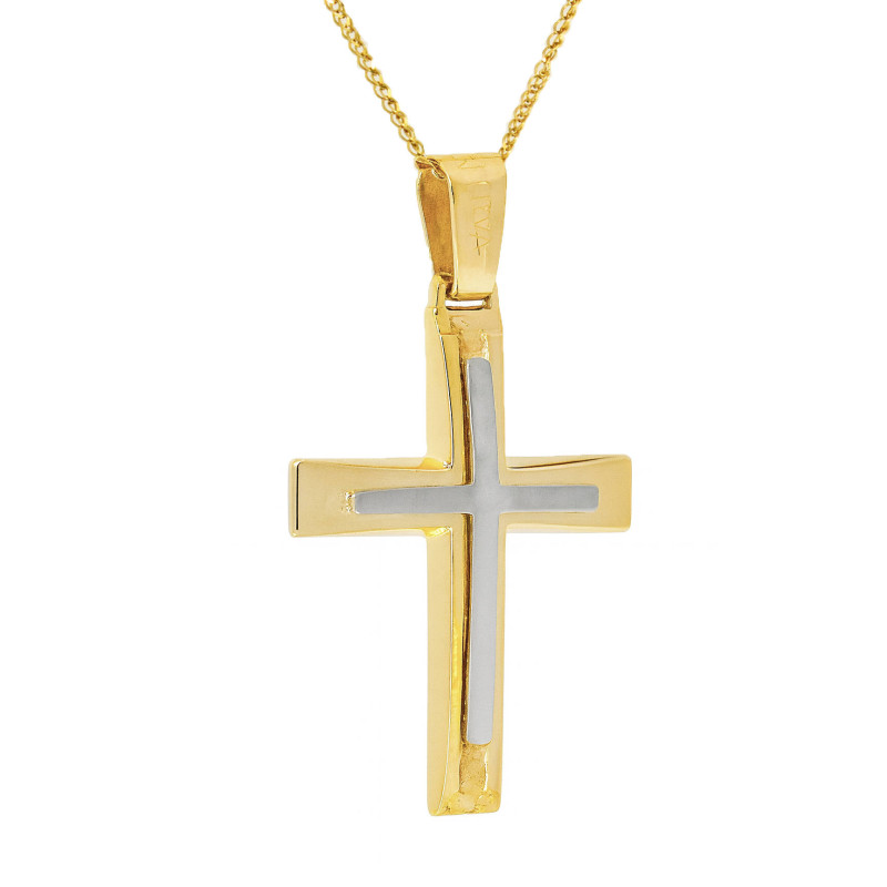 Χρυσός ανδρικός Σταυρός Με Αλυσίδα 14 Καρατίων