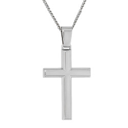 Λευκόχρυσος ανδρικός σταυρός με Αυλίδα 14 Καρατίων