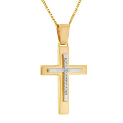 Χρυσός γυναικείος σταυρός με αλυσίδα 14 Καρατίων