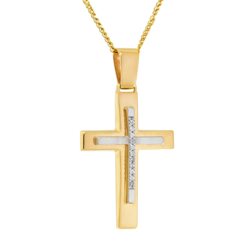 Χρυσός γυναικείος σταυρός με αλυσίδα 14 Καρατίων