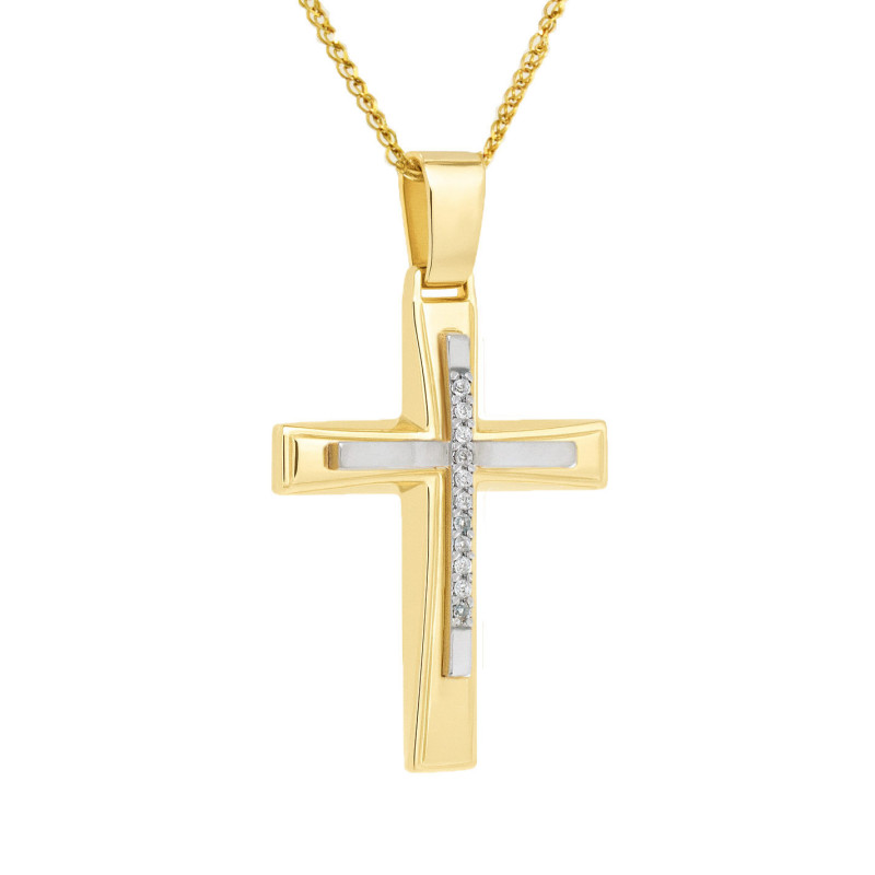 Χρυσός γυναικείος σταυρός με αλυσίδα 14 Καρατίων