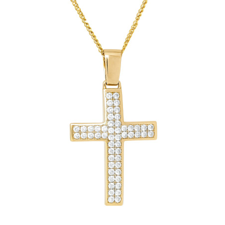 Χρυσός γυναικείος σταυρός με αλυσίδα 14 Καρατίων