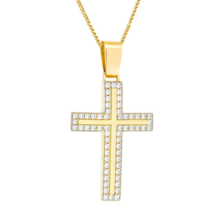Χρυσός γυναικείος σταυρός με αλυσίδα 14 Καρατίων