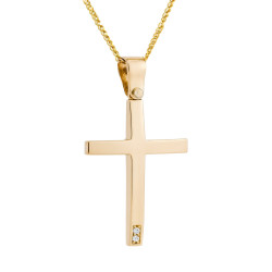 Χρυσός γυναικείος σταυρός με αλυσίδα 14 Καρατίων