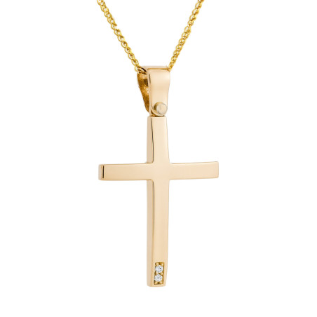 Χρυσός γυναικείος σταυρός με αλυσίδα 14 Καρατίων