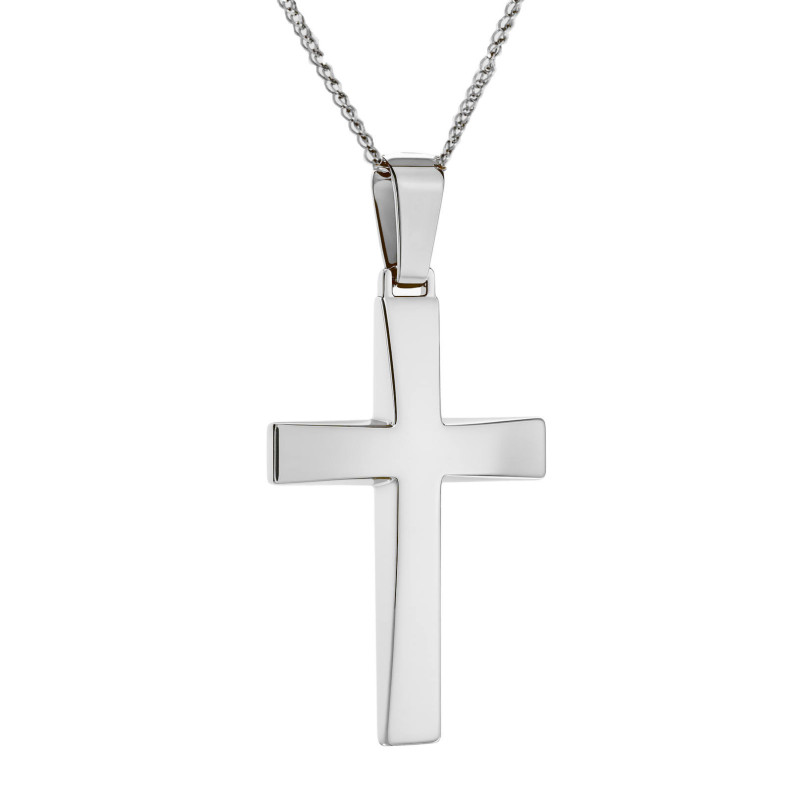 Λευκόχρυσος ανδρικός σταυρός με Αυλίδα 14 Καρατίων