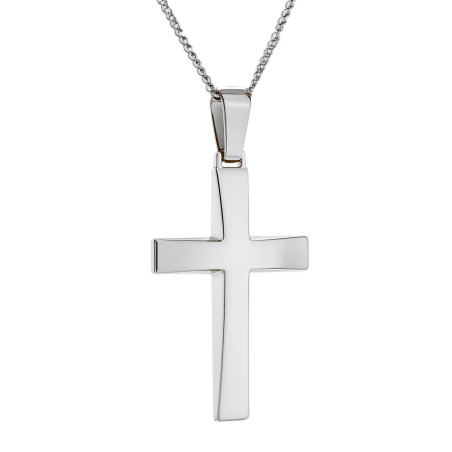 Λευκόχρυσος ανδρικός σταυρός με Αυλίδα 14 Καρατίων