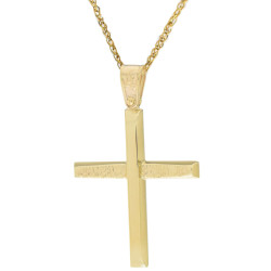 Χρυσός Ανδρικός σταυρός με αλυσίδα 14 Καρατίων