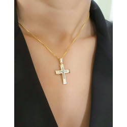 Χρυσός γυναικείος σταυρός με αλυσίδα 14 Καρατίων