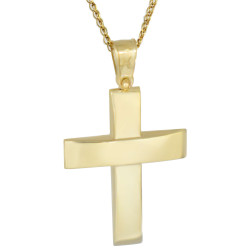 Χρυσός Ανδρικός σταυρός με αλυσίδα 14 Καρατίων