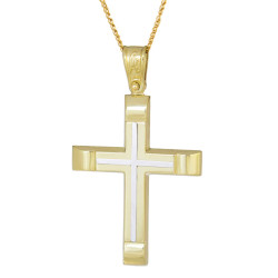 Χρυσός Ανδρικός σταυρός με αλυσίδα 14 Καρατίων