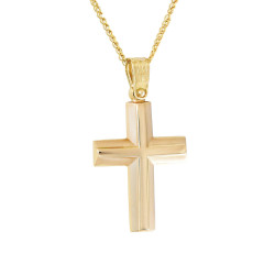 Χρυσός Ανδρικός γυναικείος σταυρός με αλυσίδα 14 Καρατίων