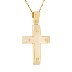 Χρυσός Ανδρικός σταυρός με αλυσίδα 14 Καρατίων