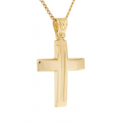 Χρυσός Ανδρικός σταυρός με αλυσίδα 14 Καρατίων