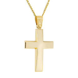Χρυσός Ανδρικός σταυρός με αλυσίδα 14 Καρατίων