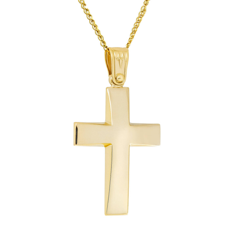 Χρυσός Ανδρικός σταυρός με αλυσίδα 14 Καρατίων