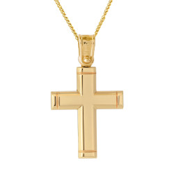 Χρυσός Ανδρικός σταυρός με αλυσίδα 14 Καρατίων