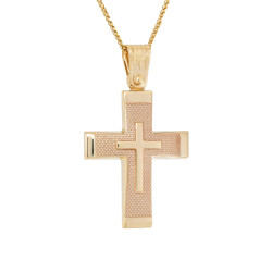 Χρυσός Ανδρικός σταυρός με αλυσίδα 14 Καρατίων