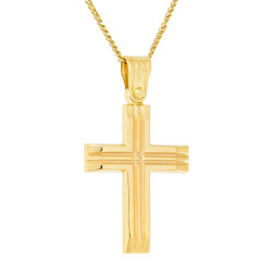 Χρυσός Ανδρικός σταυρός με αλυσίδα 14 Καρατίων