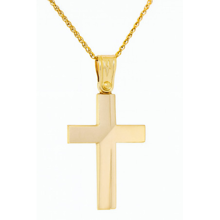 Χρυσός Ανδρικός σταυρός με αλυσίδα 14 Καρατίων