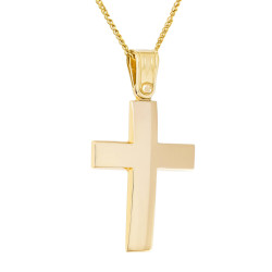Χρυσός Ανδρικός σταυρός με αλυσίδα 14 Καρατίων