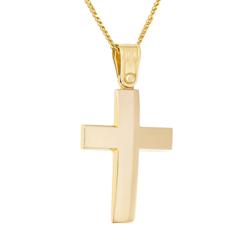 Χρυσός Ανδρικός σταυρός με αλυσίδα 14 Καρατίων