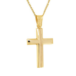 Χρυσός Ανδρικός σταυρός με αλυσίδα 14 Καρατίων