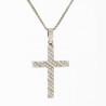 Λευκόχρυσος γυναικείος σταυρός με αλυσίδα 14 Καρατίων