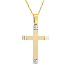 Χρυσός γυναικείος σταυρός με αλυσίδα 14 Καρατίων