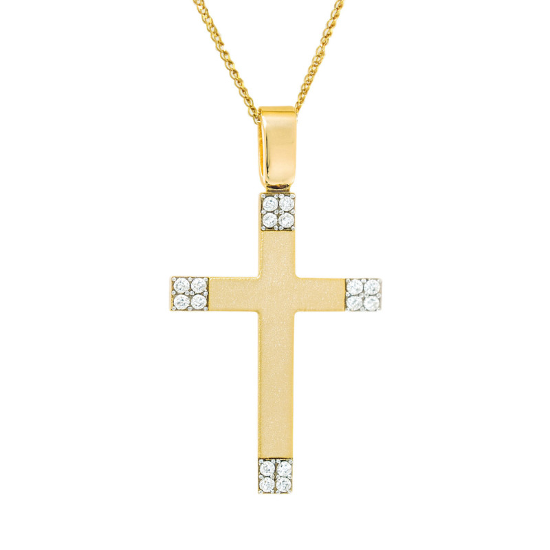 Χρυσός γυναικείος σταυρός με αλυσίδα 14 Καρατίων