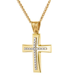 Χρυσός γυναικείος σταυρός με αλυσίδα 14 Καρατίων