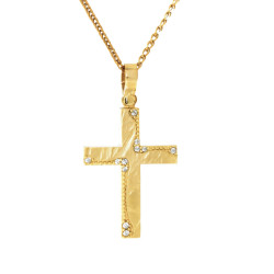 Χρυσός γυναικείος σταυρός με αλυσίδα 14 Καρατίων
