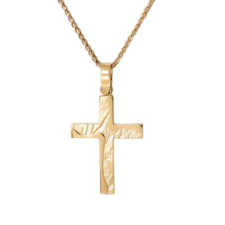 Χρυσός ανδρικός σταυρός με αλυσίδα 14 Καρατίων