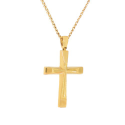 Χρυσός ανδρικός σταυρός με αλυσίδα 14 Καρατίων